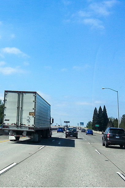 Picture of truck and cars on freeway I 5